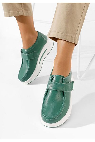 B T Shoes Women's green Alseida platform loafers