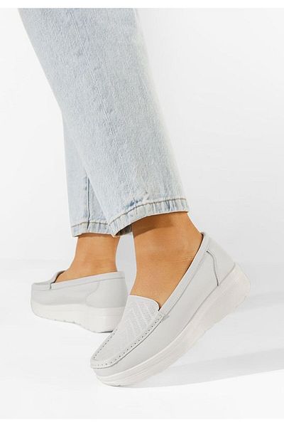 B T Shoes Mocasini dama piele albi Ciela