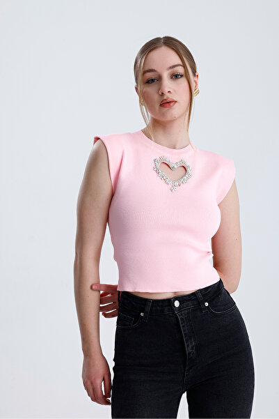 For Angels Crop μπλούζα με αξεσουάρ καρδιάς στο μπροστινό μέρος