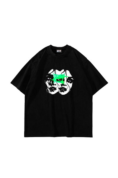 Sekizbiraltı Woman Shadows Printed Black Oversize Unisex Tshirt