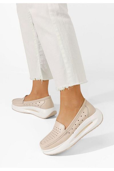 B T Shoes Laurea beige thick-soled loafers