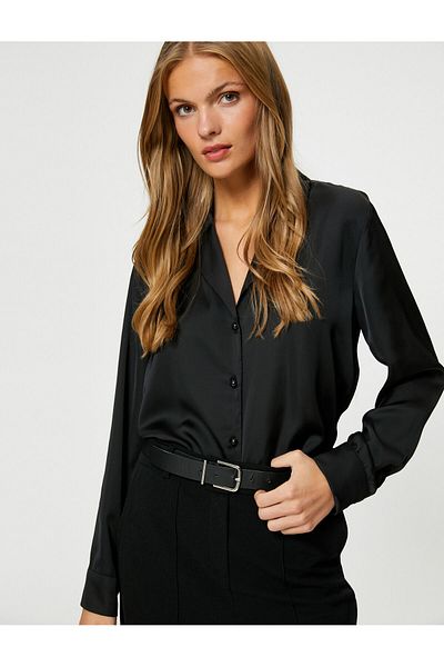Koton Satin Shirt Long Sleeve Button Up Regular Fit