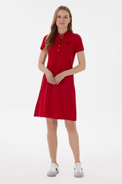 U.S. Polo Assn. Women's Red Polo Neck Mini Length Knitted Dress 50300881-Vr171