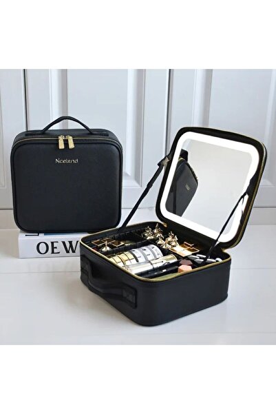 Caka حقيبة مكياج للسفر محمولة مع مرآة منظم