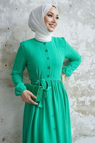 InStyle Φόρεμα Lemina Belted - Ανοιχτό πράσινο
