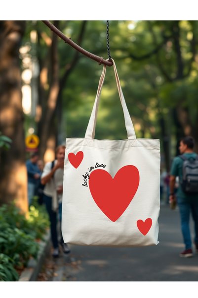 Cemira Lucky in Love Canvas Rips Thick Tote Bag Cloth Bag, Pinterest Bag, Book Bag