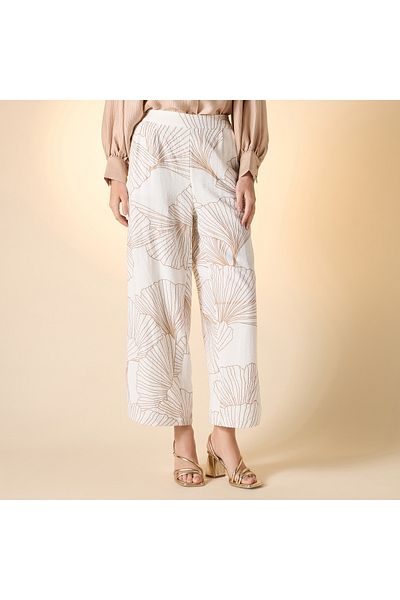 Iconic Iconic Foil Print Wide Leg Pants with Pockets