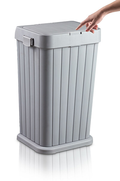 plastyol 40L Tekli Twins Kirli Sepeti / Çöp Kovası  - Gri - Bas Aç Kapaklı