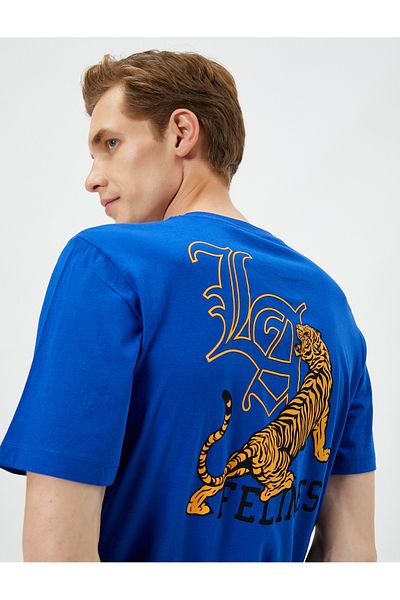 Koton Bedrucktes Baumwoll-T-Shirt mit Rundhalsausschnitt