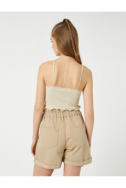 Koton Crop žebrované tílko s řemínkem s výstřihem do V