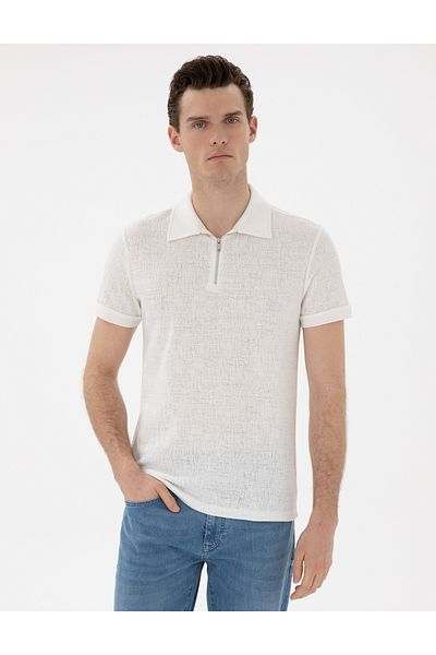Pierre Cardin Μπλουζάκι Ecru Slim Fit 50302586-VR019