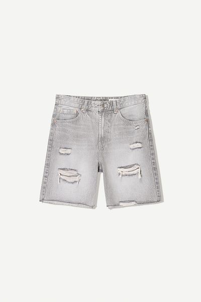 Bershka Ripped denim Bermuda shorts