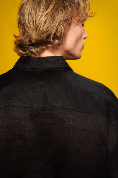 GIESTO 100% Linen Black Shirt