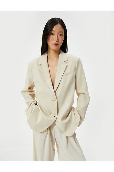 Koton Blazer Jacket Buttoned Fleto Pocket Viscose