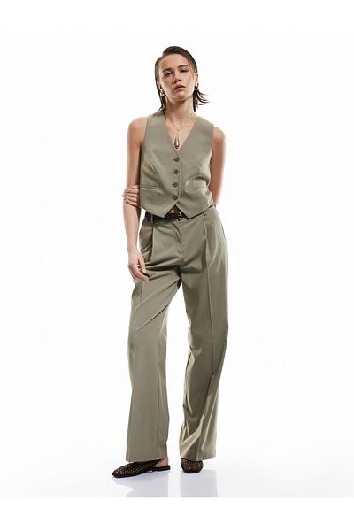 Koton High Waist Palazzo Trousers with Belt Detail Pockets