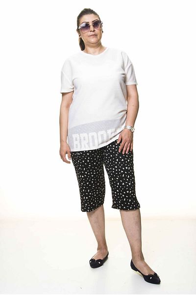 Moday Women's Large Size Black Summer Capri Pants 6c-4003