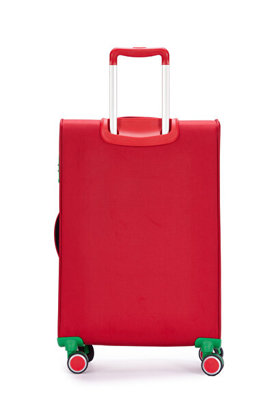 United Colors of Benetton Benetton 2800 Orta Boy Ultra Light Hafif Lüx Kumaş Tekerlekli Valiz KIRMIZI