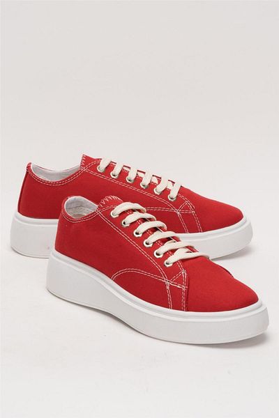 Liger Red Linen Sneakers - Comfortable Fit, Thick Sole
