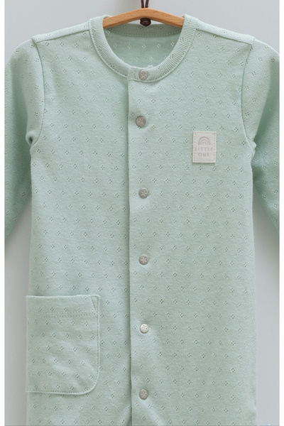 Caramell Baby Overalls with Booties Summer Air Permeable Fabric Baby Boy 100% Organic Cotton (0-6 Months)