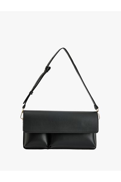 Koton Baguette Bag with Faux Leather Strap Cover