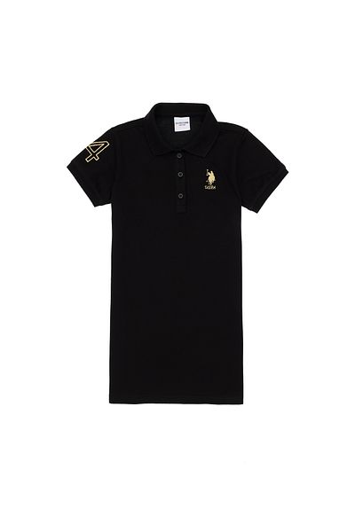U.S. Polo Assn. Girl's Black Polo Neck Knitted Dress 50299969 -Vr046