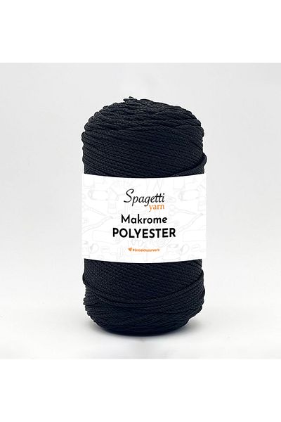 Spagettiyarn Πολυεστερικό Μακραμέ 2mm 250g Μαύρο Πλεκτό Νήμα