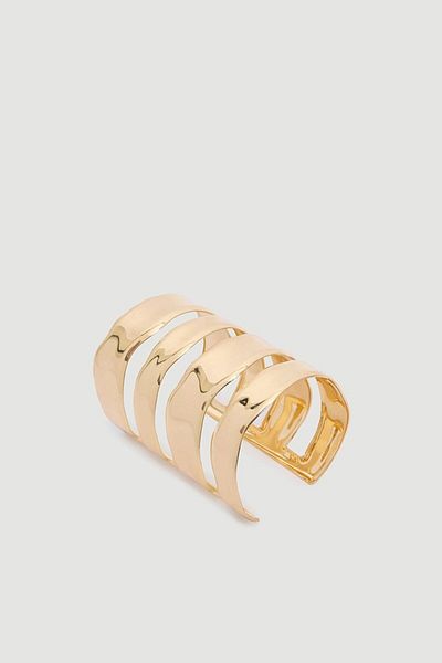 Gusto Wide Row Metal Bracelet - Gold
