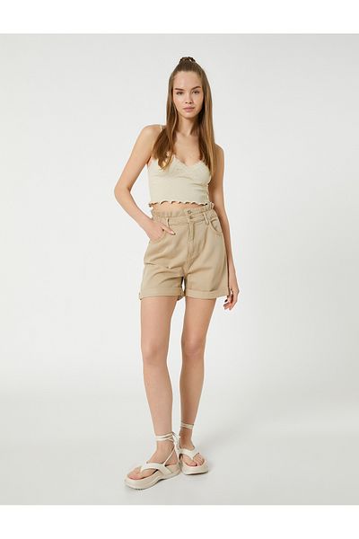 Koton Crop bordás alsóing pántos V-nyakú csipke