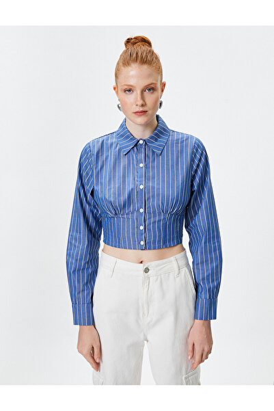 Koton Crop Shirt Classic Bavlna s dlouhým rukávem