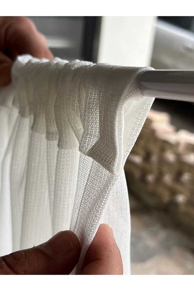 Üçbey Ecru Colored 200X90 Bamboo Tulle - Brizlik Tulle - Tasseled Door Tulle
