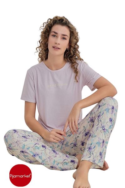 Pijamarket Lycra Marla Fabric Short Sleeve Six Long Women's Pajamas Set