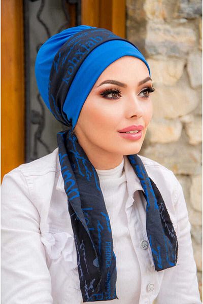 Aişe tesettür Saks Unique Bonnet with Scarf