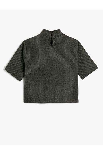 Koton Tricou cu mânecă scurtă, guler ridicat, amestec de viscoză