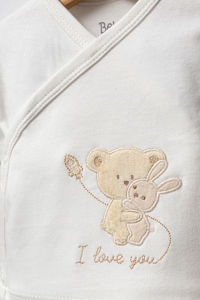 Bebitof 10 Piece Boxed Newborn Hospital Discharge Bodysuit Set with Hugging Teddy Bear Pattern