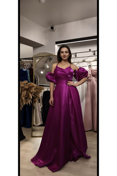 E&A Eren Abiye Straplez Drapeli Yırtmaçlı Abiye