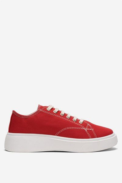 Liger Red Linen Sneakers - Comfortable Fit, Thick Sole