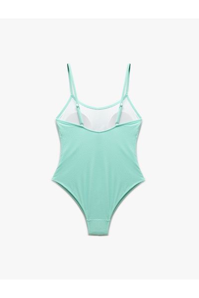 Koton Lightly Supported Textured Thin Strap Fit Swimsuit