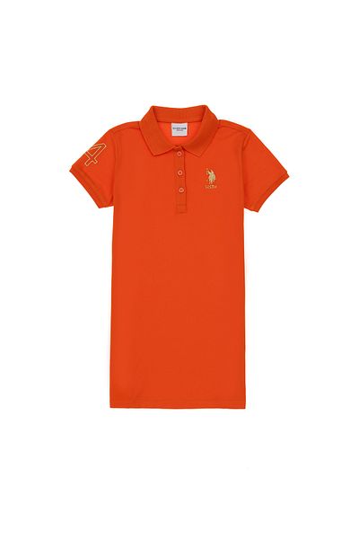 U.S. Polo Assn. Girl's Pomegranate Flower Polo Neck Knitted Dress 50299969 -Vr039