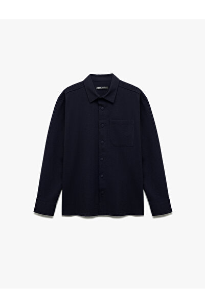 Koton Сорочка з віскозної суміші з довгими рукавами та детальними кишенями на застібці-блискавці