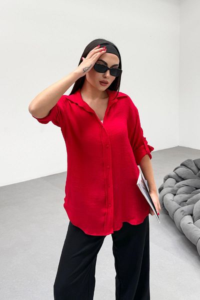 RB CLUB Linen Shirt - Red Folded Sleeve