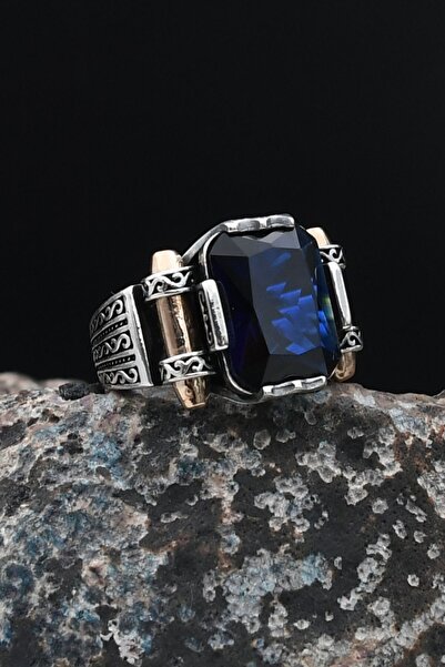 Prestige 925 Ayar Gümüş Lacivert Baget Taşlı "şah Cihan" Yüzüğü