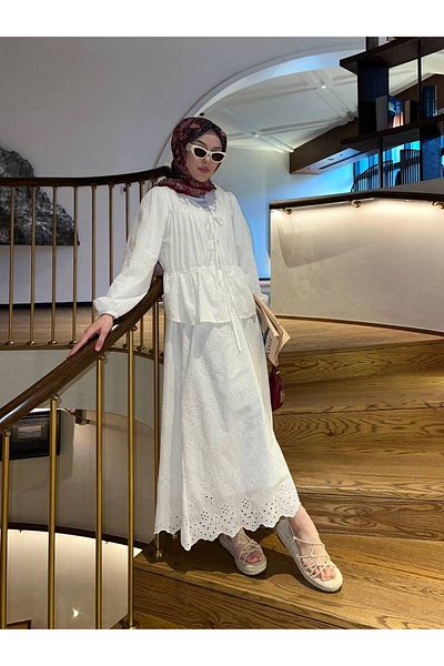 SERAH BUTİK مجموعة فستو مع ربطة عنق أمامية