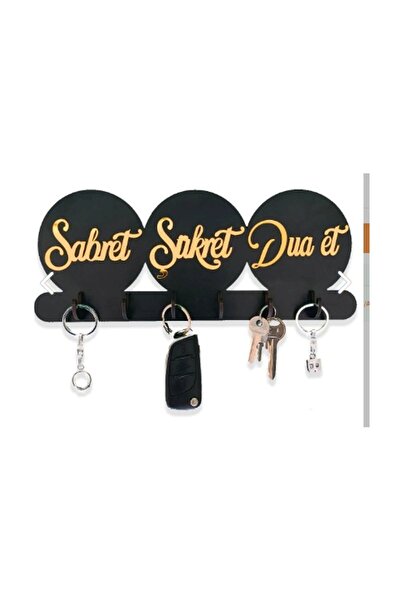 Şirin Lazer Sabret Şükret Dua Et Dekoratif Anahtar Askısı Anahtarlık Askı Ayn...