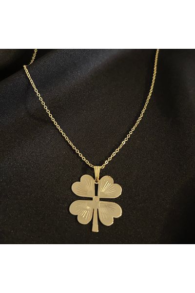 Zeyn Plate Clover Gold Steel Necklace