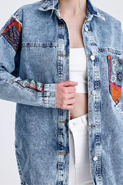 For Angels Джинсова куртка з етнічним візерунком