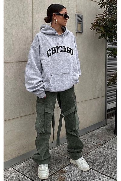 Trendiz Φούτερ Chicago Grey Unisex με κουκούλα