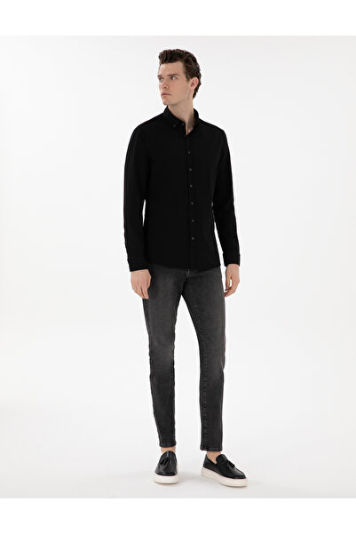Pierre Cardin Siyah Slim Fit Uzun Kollu Gömlek 50301583-VR046