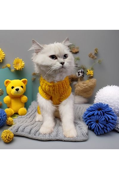Lady Fify Yellow Navy Blue Wool Sweater for Cat Dog