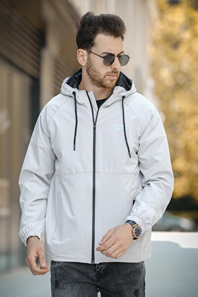 Oksit Men's Slim Fit Seasonal Coat - Mmx Printed, Water Resistant, Hooded, Raincoat