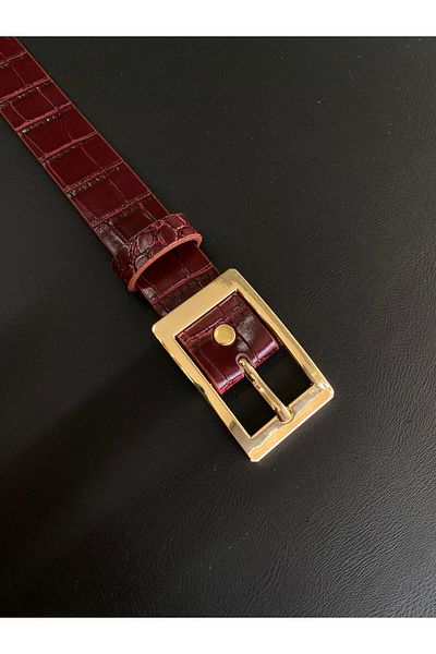 LİA KEMER Square Gold Buckle Belt Waist Belt Coat Belt Dress Belt Trouser Belt